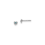 Sterling Silver Heart Stud Earrings with Light Blue Crystal Accent, Dainty Romantic Design