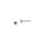 Sterling Silver Heart Stud Earrings with Blue Crystal Center, Minimalist Romantic Design