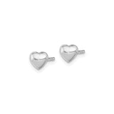 Sterling Silver Heart Stud Earrings, Minimalist Puffed Design for Women