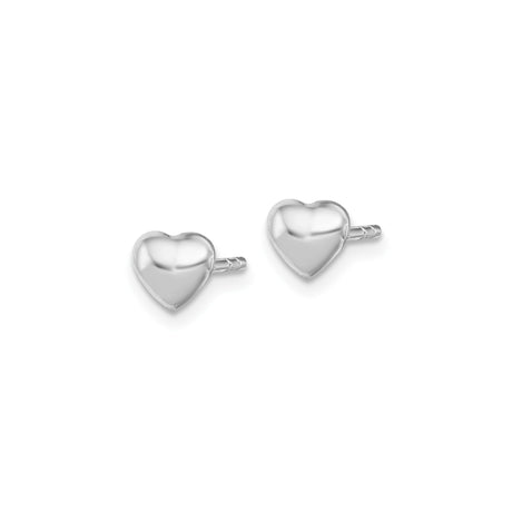 Sterling Silver Heart Stud Earrings, Minimalist Puffed Design for Women
