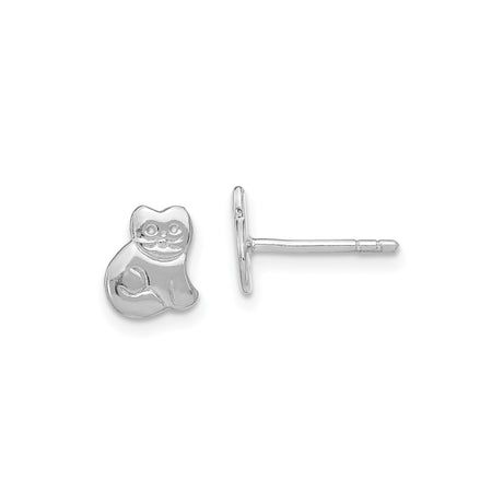 Sterling Silver Cat Stud Earrings with Playful Feline Design for Women