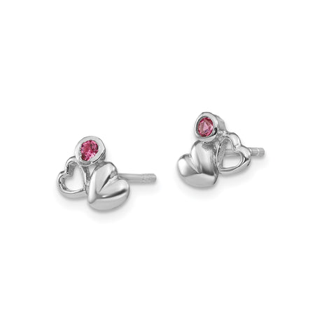Sterling Silver Stud Earrings, Crystal Heart Trio Design, Romantic Jewelry for Women