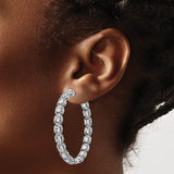 Sterling Silver Hoop Earrings with Cubic Zirconia, Full Circle Prong Set Crystal Design
