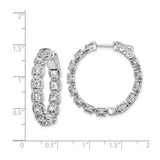 Sterling Silver Hoop Earrings with Cushion Cut Cubic Zirconia, Milgrain Detailing, Vintage Style
