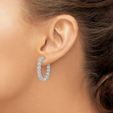 Sterling Silver Hoop Earrings with Round and Cushion Cubic Zirconia, Vintage Milgrain Detail