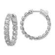 Sterling Silver Hoop Earrings with Round and Cushion Cubic Zirconia, Vintage Milgrain Detail