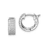Sterling Silver Hoop Earrings with Cubic Zirconia, Pavé Setting, Small Round Formal Jewelry