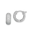 Sterling Silver Hoop Earrings with Cubic Zirconia Pavé, Small Hinged Huggie Design
