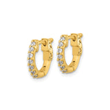 Sterling Silver Hoop Earrings with Cubic Zirconia, Scroll Design, Hinged Closure