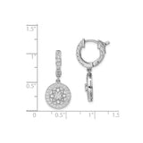 Sterling Silver Dangle Earrings with Cubic Zirconia, Floral Mandala Design, Boho Style for Women