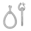 Sterling Silver Teardrop Hoop Earrings with Cubic Zirconia, Modern Evening Dangle Style