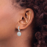 Sterling Silver Dangle Earrings with Cubic Zirconia Pavé Discs, Latch Back Hoop Style