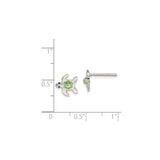 Sterling Silver Turtle Stud Earrings In Green Beige Enamel