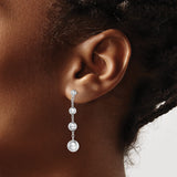 Sterling Silver Dangle Earrings with Graduated Ball Drop Design and Polished Finish for Women