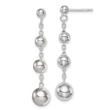 Sterling Silver Dangle Earrings with Graduated Ball Drop Design and Polished Finish for Women