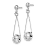 Sterling Silver Drop Earrings with Geometric Design and Polished Ball Accents for Women
