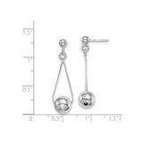 Sterling Silver Drop Earrings with Geometric Design and Polished Ball Accents for Women