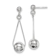 Sterling Silver Drop Earrings with Geometric Design and Polished Ball Accents for Women