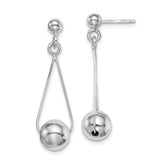 Sterling Silver Drop Earrings with Geometric Design and Polished Ball Accents for Women