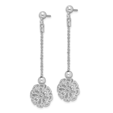 Sterling Silver Dangle Earrings with Floral Filigree Oval Drop Design, Vintage Inspired Jewelry