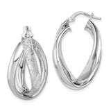 Sterling Silver Twisted Hoop Earrings with Layered Teardrop Design, Polished and Textured Finish