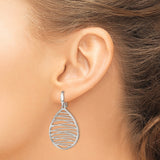 Sterling Silver Teardrop Dangle Earrings with Openwork Crisscross Design