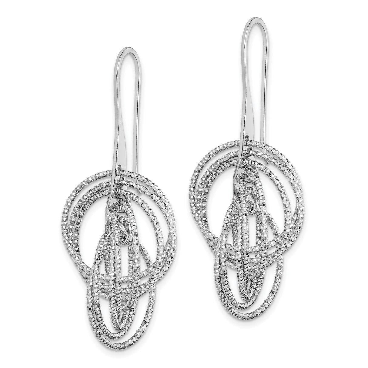 Sterling Silver Drop Earrings with Twisted Multi-Hoop Design and Diamond-Cut Finish