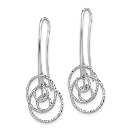 Sterling Silver Dangle Earrings with Interlocking Textured Circles, Lightweight Geometric Design