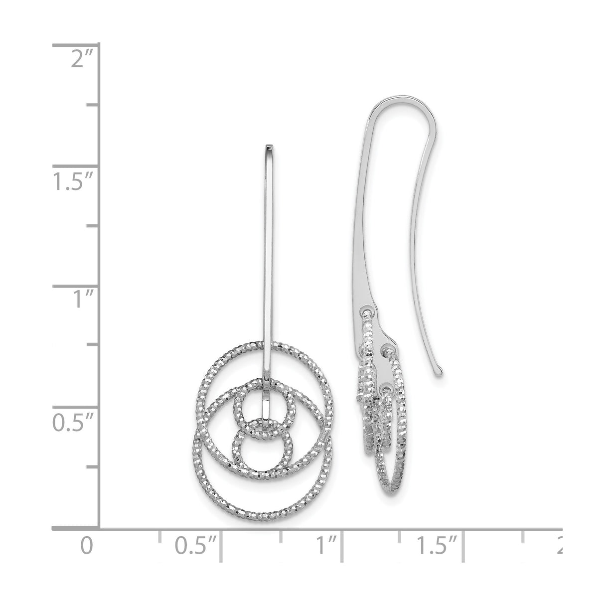 Sterling Silver Dangle Earrings with Interlocking Textured Circles, Lightweight Geometric Design