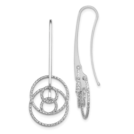 Sterling Silver Dangle Earrings with Interlocking Textured Circles, Lightweight Geometric Design