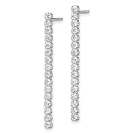 Sterling Silver Drop Earrings with Cubic Zirconia, Linear Dangle Style for Women
