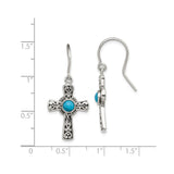 Sterling Silver Cross Pendant with Turquoise, Sunburst Pattern and Filigree Design