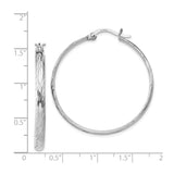 Sterling Silver Hoop Earrings with Textured Diamond Cut Design for Women