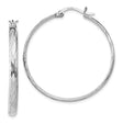 Sterling Silver Hoop Earrings with Textured Diamond Cut Design for Women
