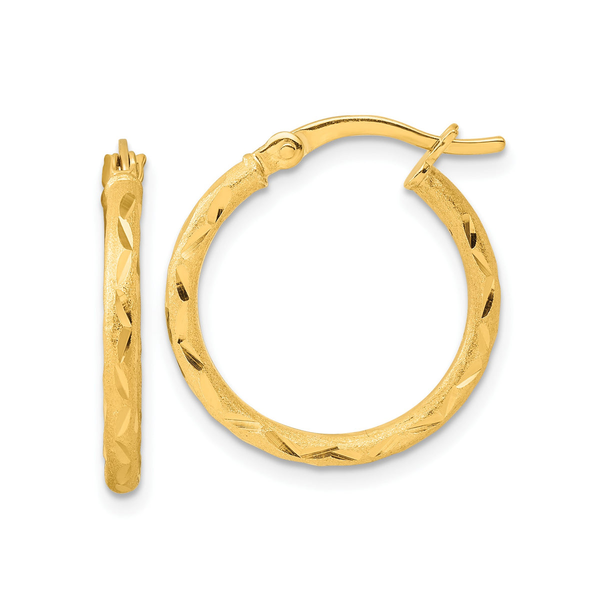 Sterling Silver Hoop Earrings with Diamond Cut Textured Design, Lightweight Circular Style for Women