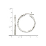 Sterling Silver Hoop Earrings with Diamond-Cut Textured Finish, Classic Round Design