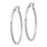 Sterling Silver Hoop Earrings with Textured Diamond Cut Design and Polished Finish