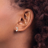 Sterling Silver Music Note Stud Earrings with Eighth Note Design for Women and Unisex