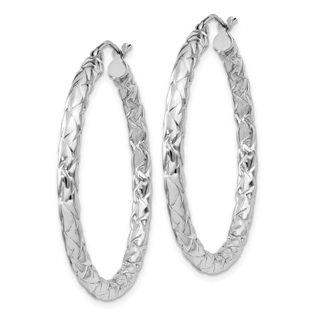 Sterling Silver Braided Hoop Earrings with Woven Textured Design for Women
