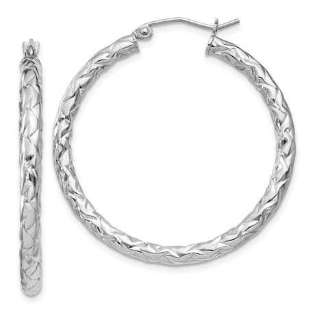 Sterling Silver Braided Hoop Earrings with Woven Textured Design for Women
