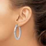 Sterling Silver Hoop Earrings with Woven Braided Design and Polished Textured Finish