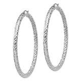 Sterling Silver Hoop Earrings with Diamond-Cut Textured Finish, Large Bold Statement Style
