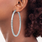 Sterling Silver Hoop Earrings with Diamond-Cut Textured Finish, Large Bold Statement Style