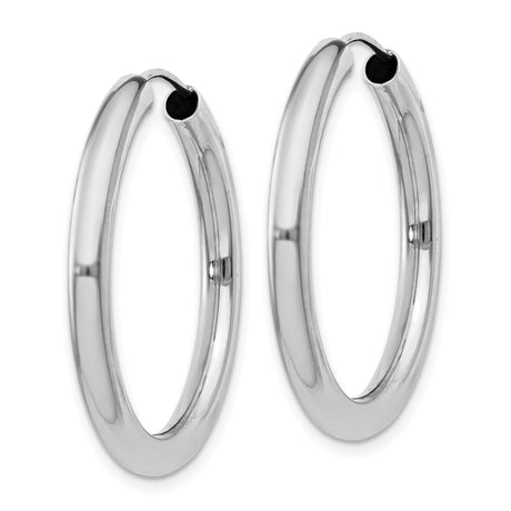 Sterling Silver Hoop Earrings, Rhodium Plated Lightweight Tube Hoops with Smooth Finish
