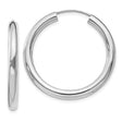 Sterling Silver Hoop Earrings, Rhodium Plated Lightweight Tube Hoops with Smooth Finish