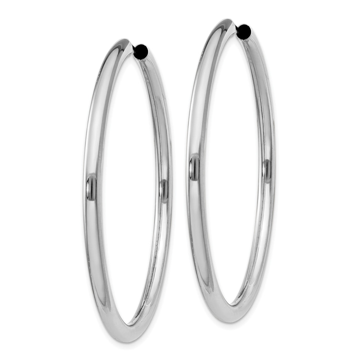 Sterling Silver Hoop Earrings, Rhodium Plated Round Tube Design, Classic Minimalist Style