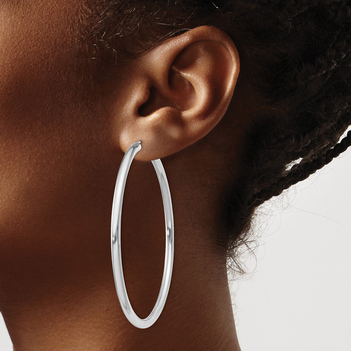 Sterling Silver Hoop Earrings, Classic Polished Round Design, Lightweight Minimalist Style