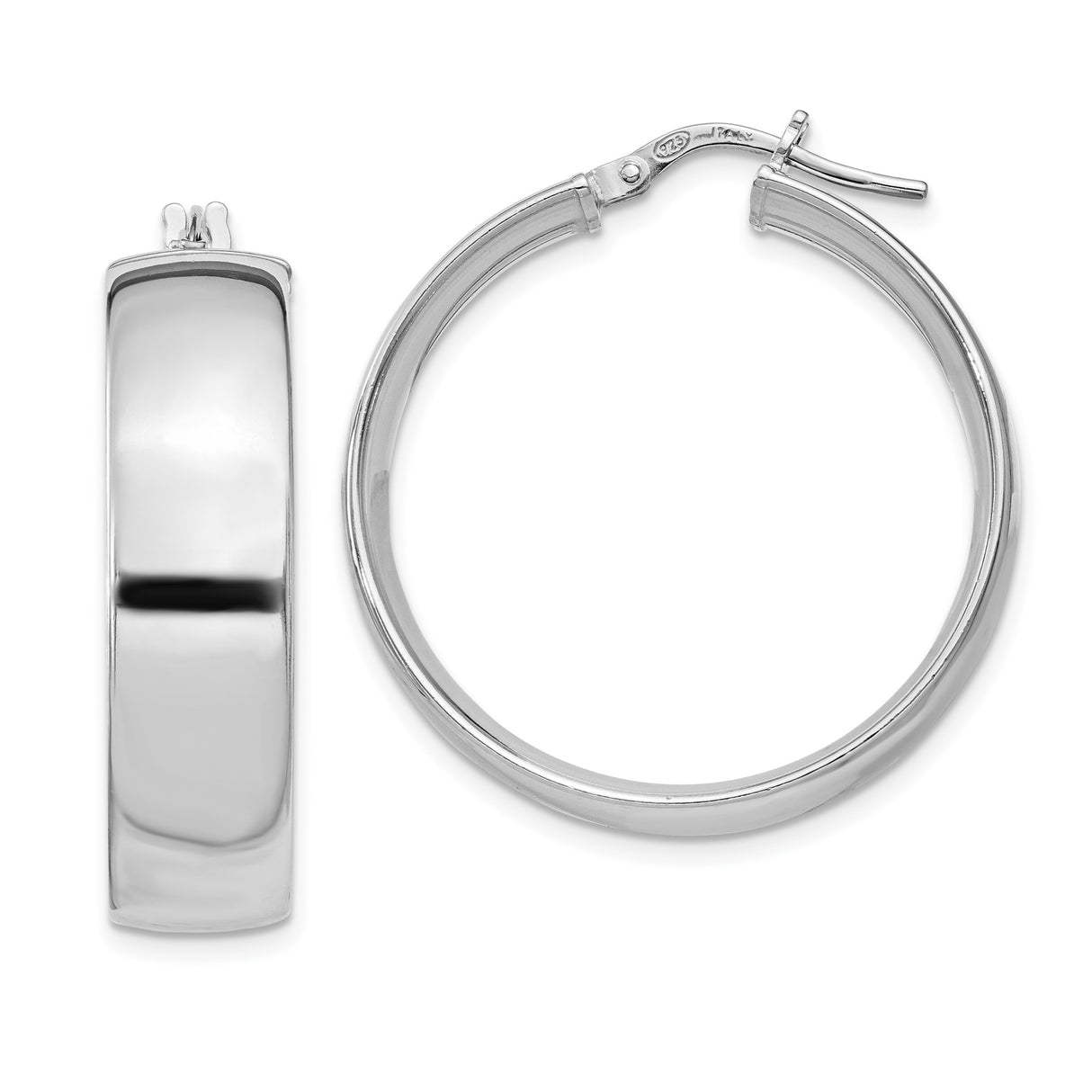 Sterling Silver Hoop Earrings, High-Polish Wide Round Design, Smooth and Shiny Nickel-Free Finish