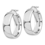 Sterling Silver Hoop Earrings, Wide Polished Hoops with Latch Back Closure for Women