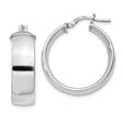 Sterling Silver Hoop Earrings, Wide Polished Hoops with Latch Back Closure for Women